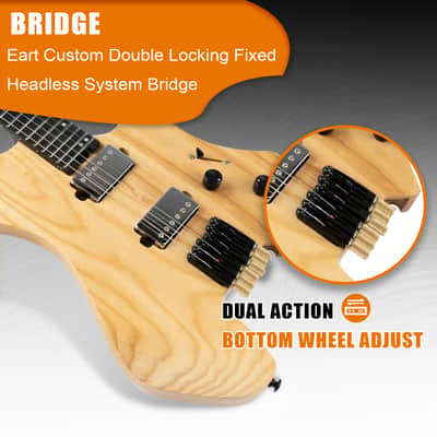 Eart GW2-Pro Headless Electric Guitar, Roasted Ash Body,24F Rounded Ends Jumbo Stainless Steel Bild 3