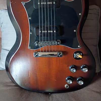 2013 GIBSON SG '50S TRIBUTE PROTOTYPE P90 SOAPBARS ONLY MADE 1YR OUT OF PRODUCTION Kickin SG Walnut brownburst image 4