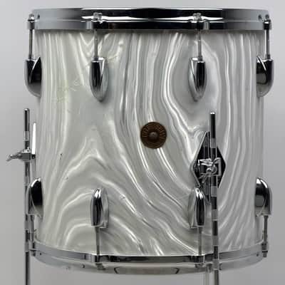 Gretsch 18/12/12/14/5.5x14" 60's Round Badge Bop Drum Set - White Satin Flame image 10