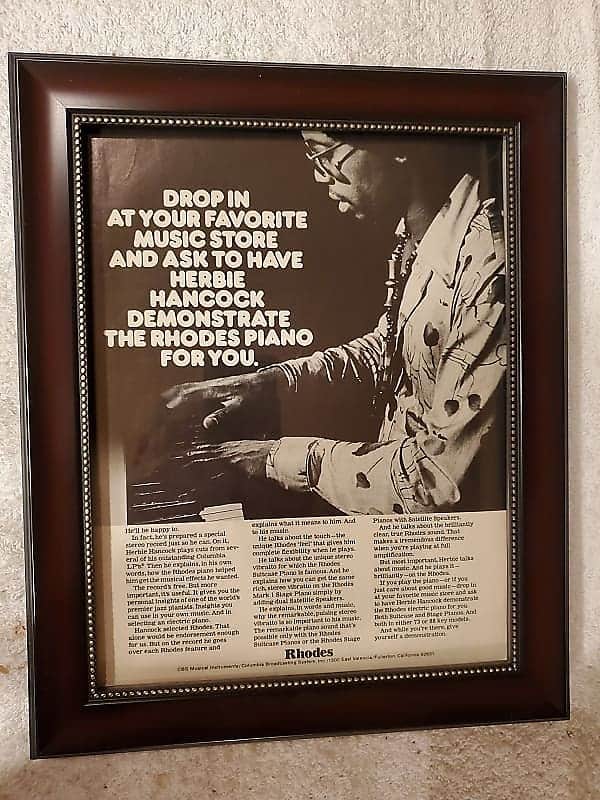 1974 Rhodes Pianos Promotional Ad Framed Herbie Hancock 73/88 Key Rhodes Original image 1