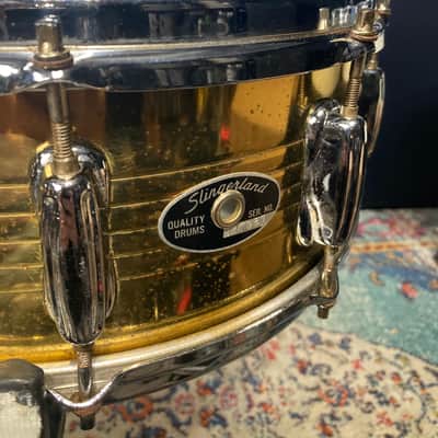 Slingerland - 5.5x14" No. 140 Artist Brass Snare Drum, 1985–1989, Lacquered Brass image 8