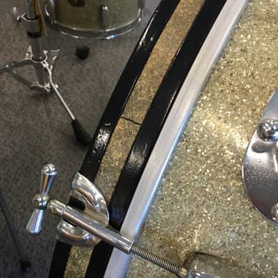 Rogers Vintage Holiday Eagle Badge Drum Shells 4 Piece - Aged Silver Sparkle image 4