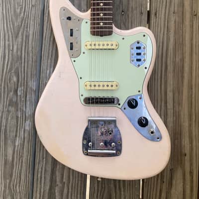 Fender Jaguar Parts Caster Partscaster Nitro Matching Headstock Warmoth - Shell Pink parts guitar image 4