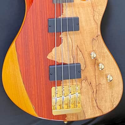 Cort Jeff Berlin Series Rithimic NAT Spalted Maple/Padouk Top 4-String Bass 2010s - Natural image 1