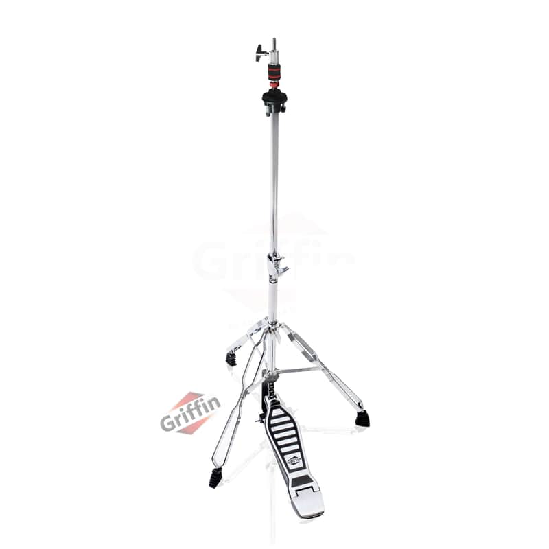 Griffin Hi-Hat Pedal - Hi Hat Cymbal Stand With Drum Key - HiHat Mount with Double Braced Hardware Accessory Set - Adjustable High Hat Holder Ideal for Mobile Percussion Drummers Chrome Finish image 1