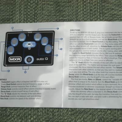 used MXR EMPTY Box and original Owner's Manual ONLY for Auto Q M120 pedal (NO pedal / NO other paperwork) late 1990s / early 2000s - BOX: brown cardboard // Owner's Manual: gloss quality paper image 9