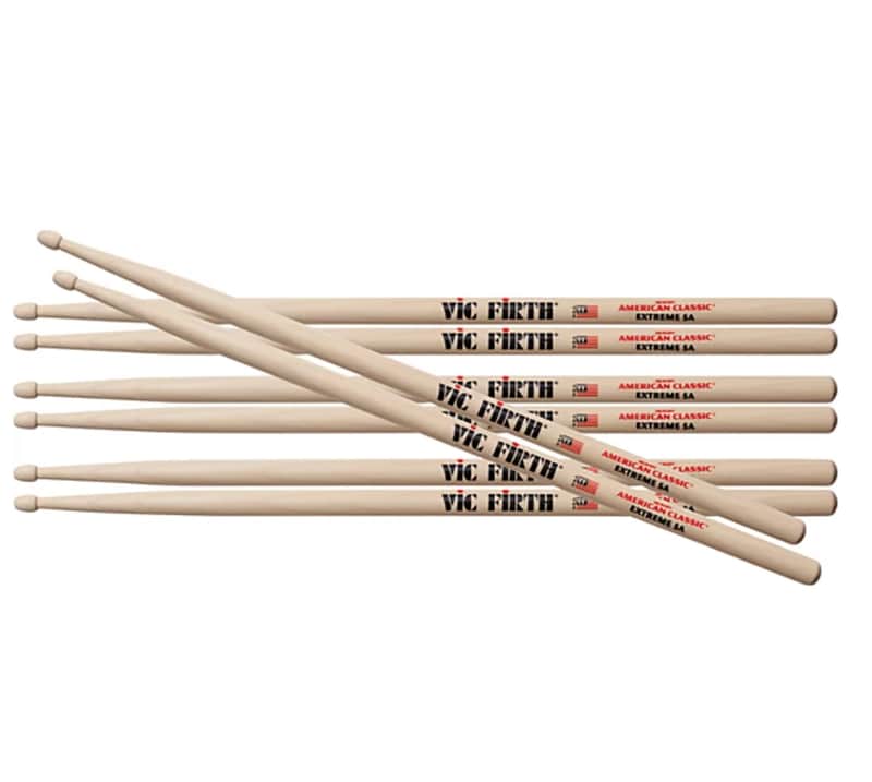 Vic Firth 5A Extreme Drum Sticks Hickory 4 Pairs For 3 Value Pack VF-X5A image 1