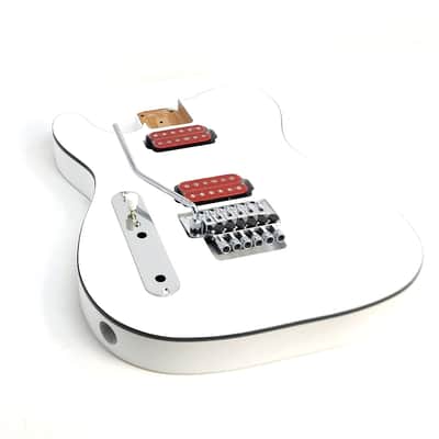 Brio LEFT HAND T-Style White Floyd Rose Ready Black Binding Belly Cut image 1