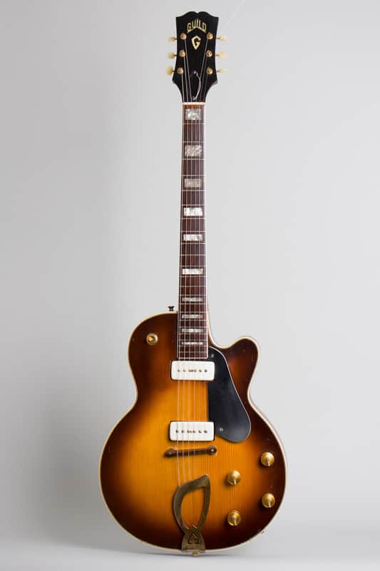 Guild  Aristocrat M-75 Thinline Hollow Body Electric Guitar (1956), ser. #3390, original brown hard shell case. image 1