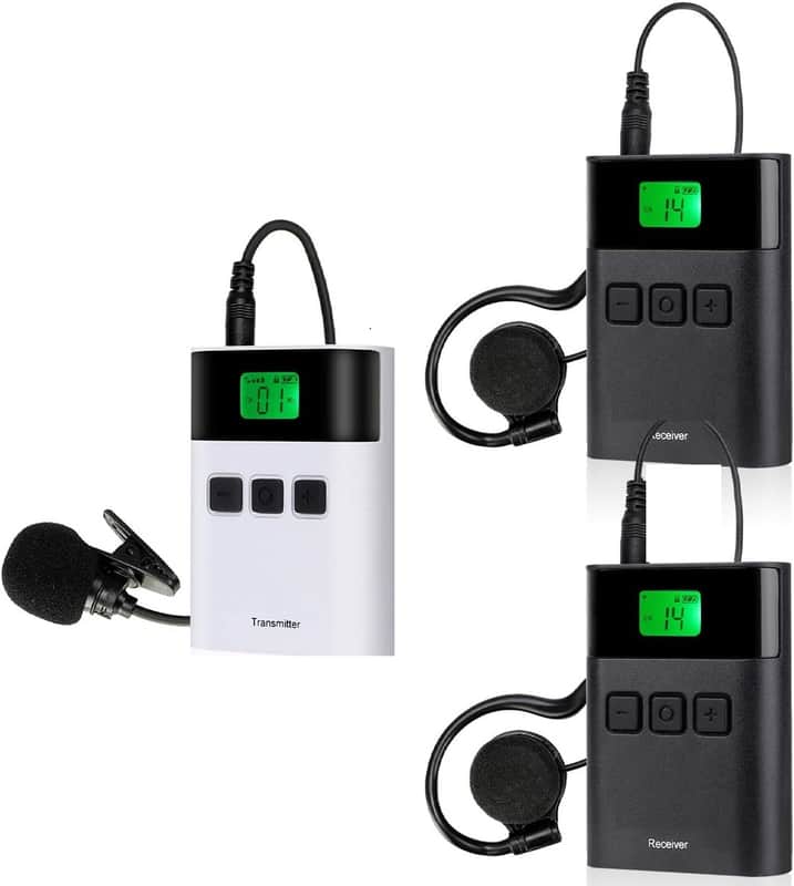 Church Translation System, Wireless Tour Guide System, One Key Mute, Crystal-clear Reception, Assistive Listening Devices for Court Interpretation(1 Transmitter 2 Receivers) image 1