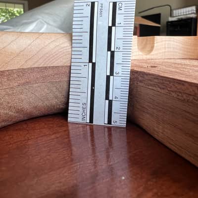 Compact Offset Bass Body NOS- High End Maple Top-Mahogany accent -solid ONE-piece Butternut (White Walnut) Back - Unfinished Front Routed LIMITED Luthier Supply R29 image 14