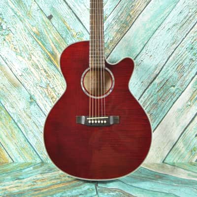 Takamine G Series Acoustic Electric Guitar EG540C w/ SKB Hard Shell Case Red Flamed image 3