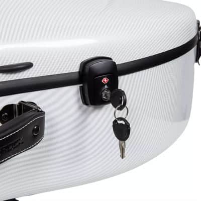 Crossrock Ultra-light Fiberglass Cello Case with Wheels-Fits 4/4 Full-size Cello- Includes Padded Music Pouch, 3 Handles, Removable Shoulder Straps, TSA Lock-White image 8
