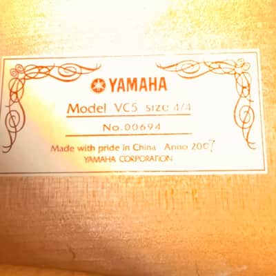 Yamaha VC5 4/4 Cello Outfit 2007 - Natural Poly Varnish (w/ Gig Bag) image 2