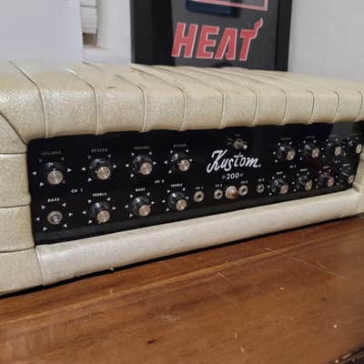 Vintage Kustom K200B-5 4-Channel 100W Amp Head White Sparkle Tuck & Roll 1970s– Tested w/Video image 2