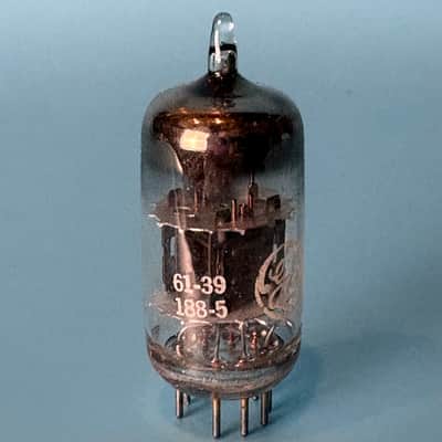 1960s General Electric 12AV7 Vintage GE Black Plate Halo Getter Vacuum Tube! T600 image 4
