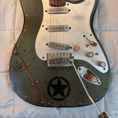 CeJota Strat-Style Electric Guitar - Military U.S. Army Green - "The Tank" image 8