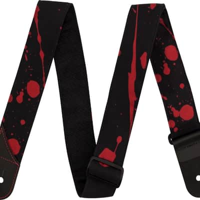 Jackson Guitars Blood Splatter Guitar Strap, Black and Red, 2" Wide