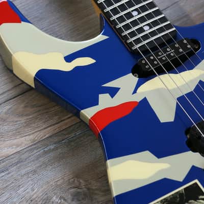 Vintage Signed Twice! ESP Kamikaze II George Lynch Signature 1988 Blue Camo + OHSC image 10