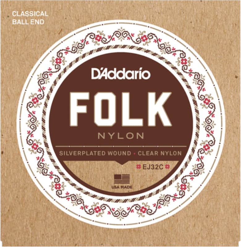 D'Addario EJ32C Folk Nylon Guitar Strings Ball End Silver Wound/Clear Nylon Trebles image 1