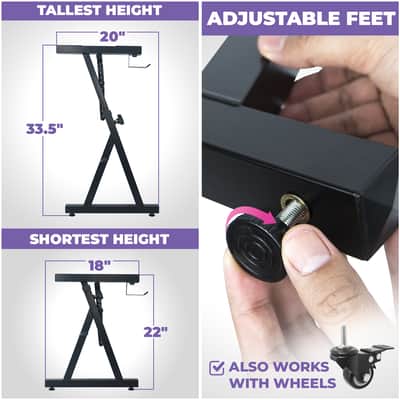 Liquid Stands Z Style Adjustable Piano Keyboard Stand - Fits 54-88 Key Electric Pianos (Black) image 3