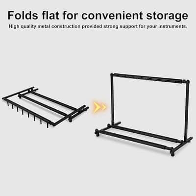 7 Multi Guitar Stand Rack with Folding Design, Multiple Guitars Stand, Portable Black Guitar Holder, Black Guitar Display Holder for Guitar & Bass, Studio & Home (7 Guitars) image 4