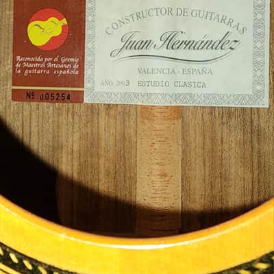 Juan Hernandez Estudio Classical Guitar Handmade in Spain 2003, Solid Spruce, Solid Mango Back image 13