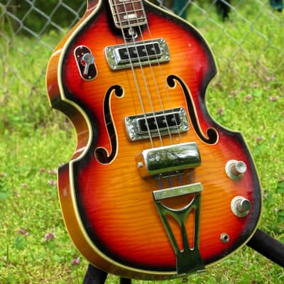 ~Space Bass~ 1967 Silvertone 1496 / Tesco EB-210 Hollowbody Violin Bass - Vintage Japan MIJ Beatle image 1