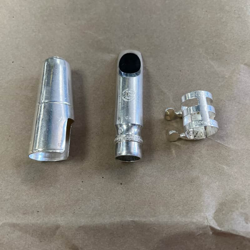 Used Selmer Paris C* C Star Metal Alto Sax Saxophone Mouthpiece with Cap & Ligature image 1