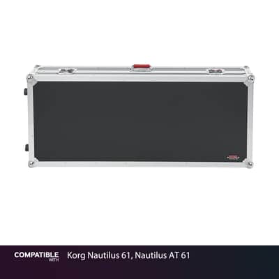 Gator Tour Case for Korg Nautilus 61, Nautilus AT 61 Keyboard Road Case with Whe