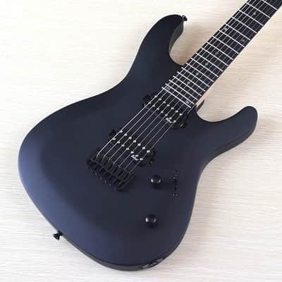 Matte Black Custom 7 String Electric Guitar, Okoume Body, Maple Neck image 1