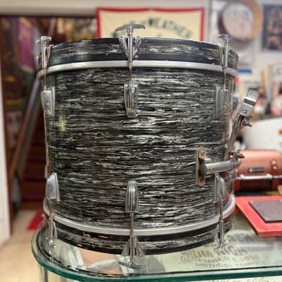 1959/60 Ludwig 14x20 Transition Badge Bass Drum in Black Oyster Pearl image 2