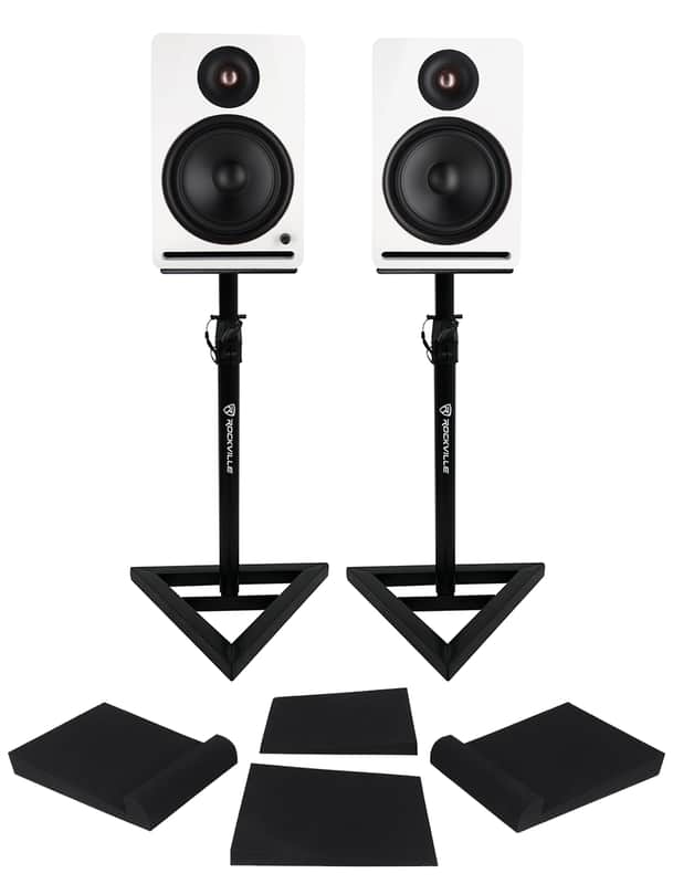 (2) Rockville APM8W v2 8" Powered Studio Monitor Speakers w/USB/Bluetooth+Stands image 1