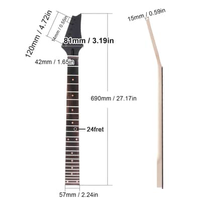 Maple Guitar Neck, 24 Frets Rosewood Fingerboard image 6