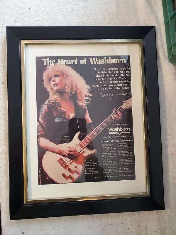 1980 Washburn Guitars Color Promotional Ad Framed & Matted Heart Nancy Wilson Original image 1