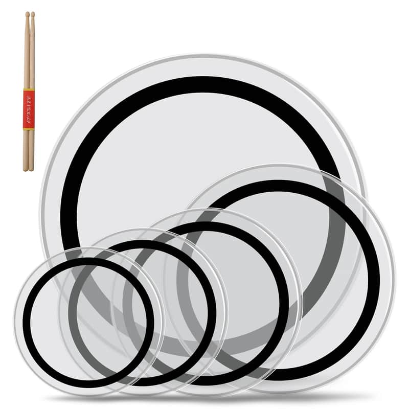 New 12" 13" 14" 16" 22" PET 5 PCS Drum Heads Drum Skins,Drumsticks image 1