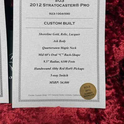 Fender 2012 Custom Shop Prototype Strat, NAMM, ABBY “RED HOT” hw pickups! image 19