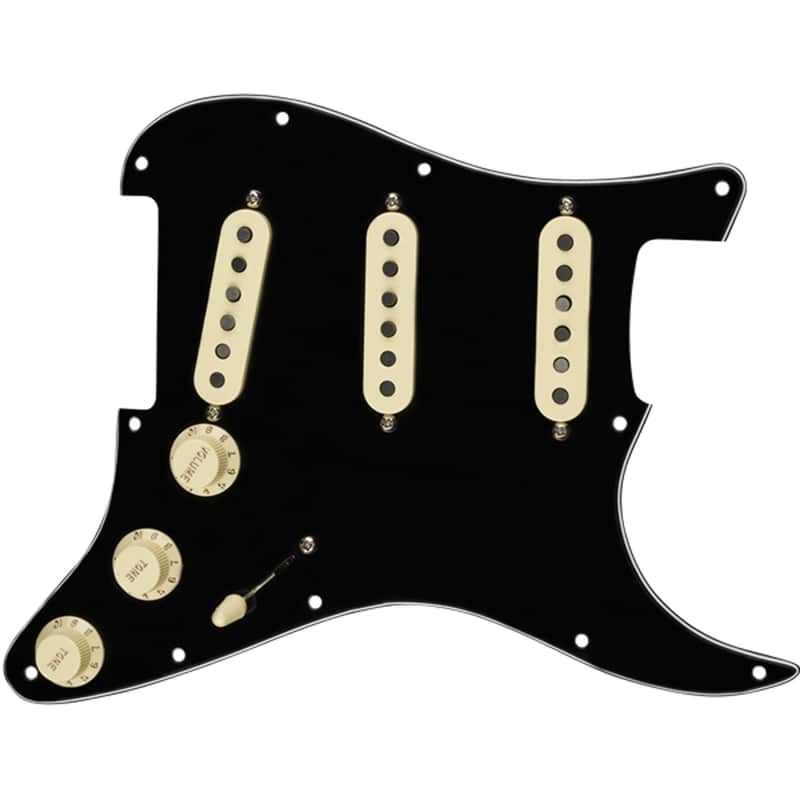 Fender Pre-Wired Stratocaster Pickguard Assembly w/Tex Mex Pickups - Black/White/Black image 1
