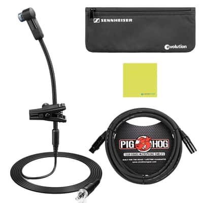 Liquid Audio Sennheiser 908 B Condenser Gooseneck Clip-on Microphone Bundle w/Pig Hog PHM10 8mm Mic Cable Polishing Cloth image 1