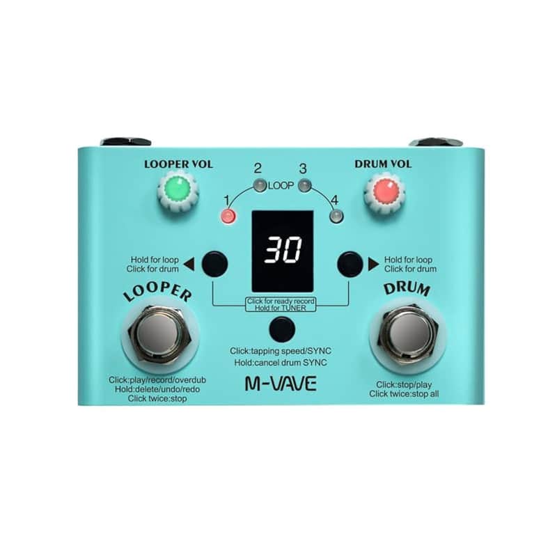 M-vave Lost Tempo V2 Looper Pedal Drum Machine with Tuner 11-Minute Loop, 30 Preset Drum Patterns, App Editing & Sharing (Price includes the import duty for US buyer) image 1