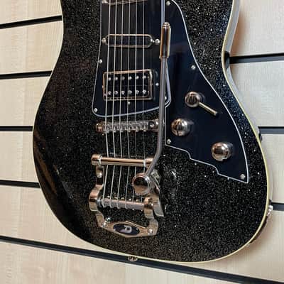 Duesenberg Paloma D6 Baritone Black Sparkle Electric Guitar Gigbag image 3