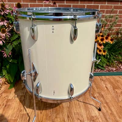 1970s Gretsch 16x16 Stop Sign Badge Floor Tom Drum White Nitron image 7