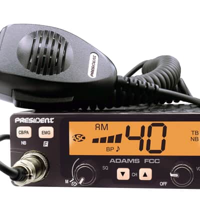 President Adams FCC CB Radio. Large LCD with 7 Colors, Programmable EMG Channel Shortcuts, Roger Beep and Key Beep, Electret or Dynamic Mic, ASC and Manual Squelch, Talkback image 1