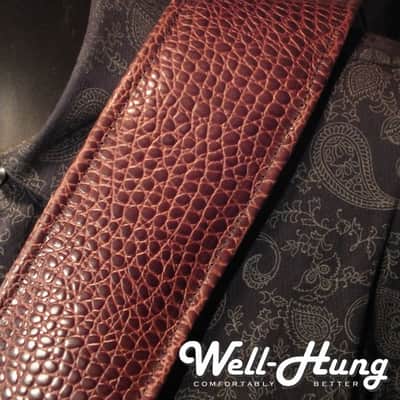 Well-Hung Jabberwock 3" padded leather Guitar Strap 2020 Warmbrownyred image 7