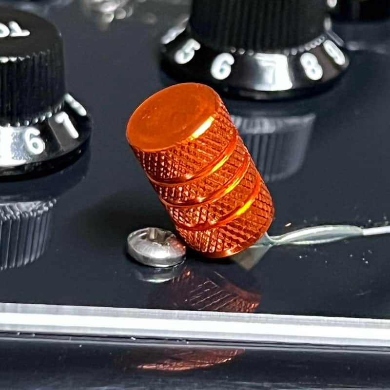 Kinnatone ORANGE KNURLED Aluminum Switch Tip for 3 or 5 way Black image 1