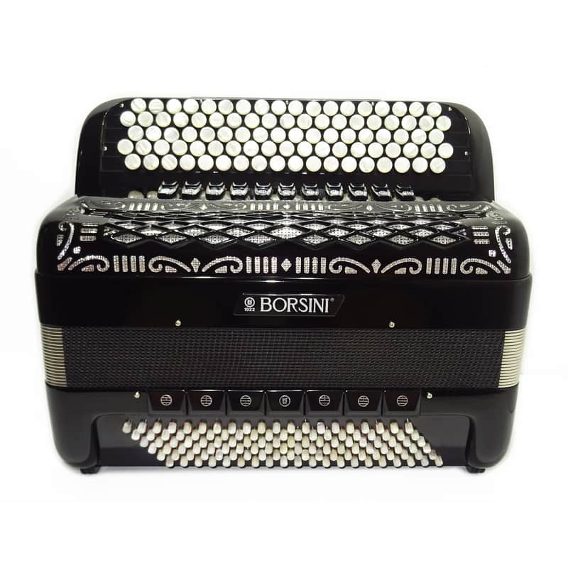 Close to New! Original Borsini Professional 5 Row Button Accordion 120 Bass, made in Italy, C Griff, includes Straps and Case, Top Quality Great Accordion! 2537 image 1