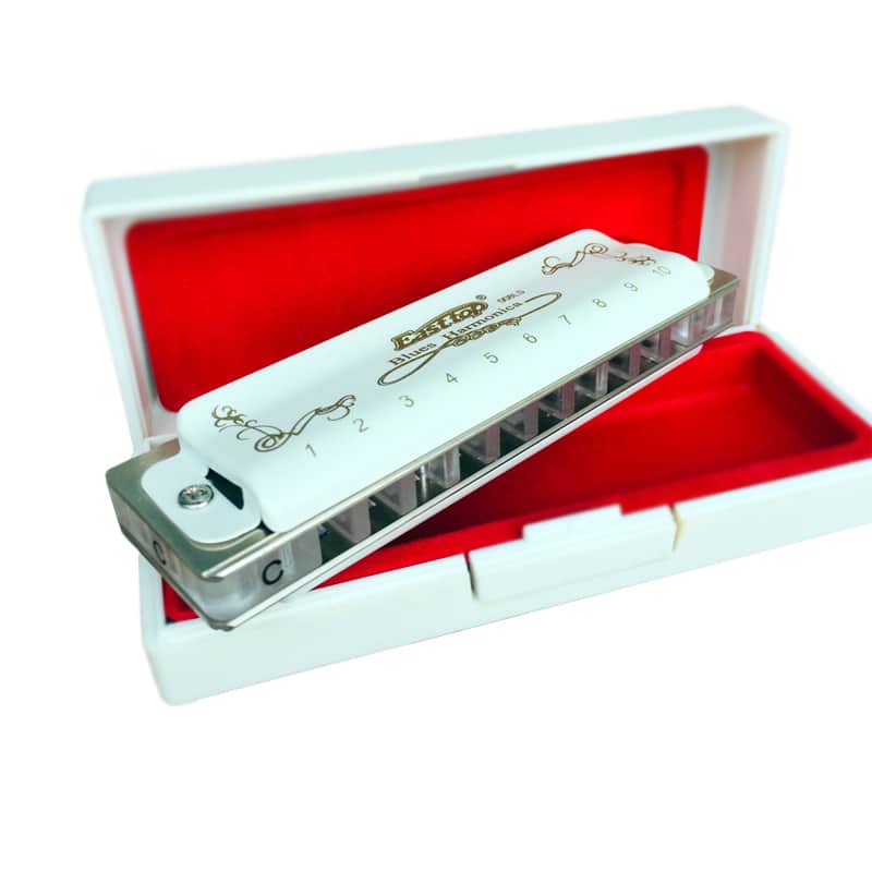 10 Hole Harmonica Professional Blues Harp White Color Transparent Acrylic Comb - Key of C image 1