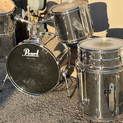Pearl Export Series 5-Piece Drum Kit & Pearl ISS Pair - Cool Chrome Wrap Finish image 1