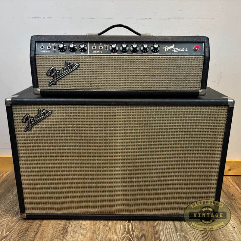 Vintage 1967 Fender Bandmaster AB763 Tube Guitar Amp Head & 2x12" Piggyback Cabinet image 1