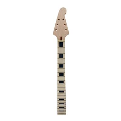 22 Fret Electric Guitar Neck 24.75" Maple Bound Maple Fretboard Block Inlay Unfinished image 1